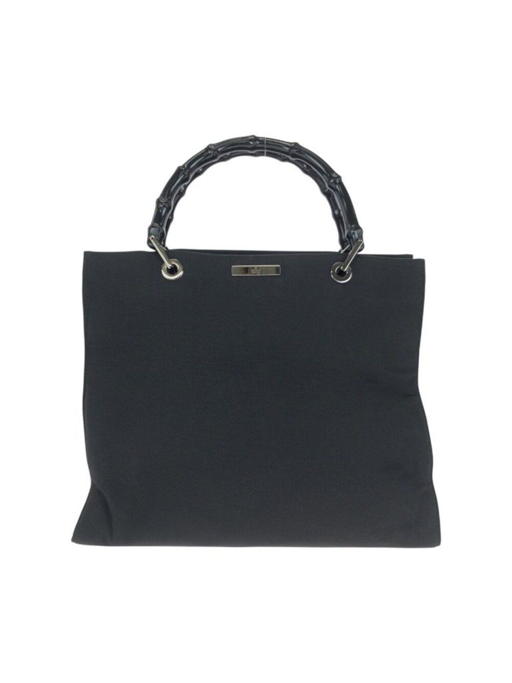Gucci Bamboo Black Silver Nylon 002 Tote